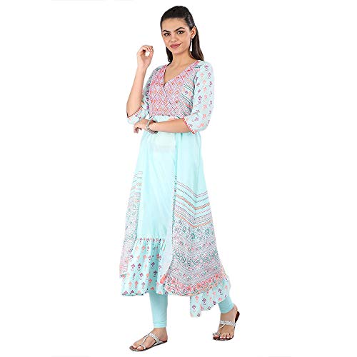 Aurelia Women's Pleated Salwar Suit Set (18AUD10024-100417_Blue_X-Small)