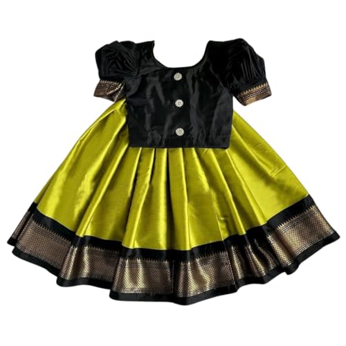 Sashay Boutique Baby Girls Art Silk Readymade Lehenga Choli And Dupatta Set/girls dresss/readymade lehenga choli set for girls (Parrot, 12 Months-18 Months)