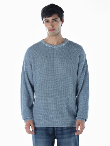 Jack & Jones Men Oversized Fit Blue Sweater