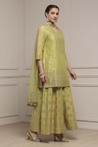 Biba Women Green Cotton Printed Sharara Suit Set_38