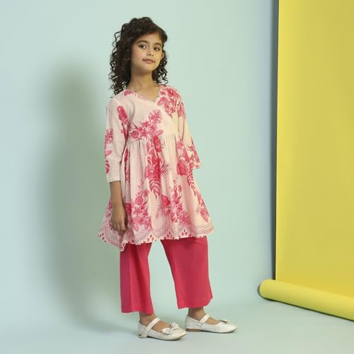 Biba Girl's Cotton Kurta Set (KWPLMP6436SS25CRM_Cream