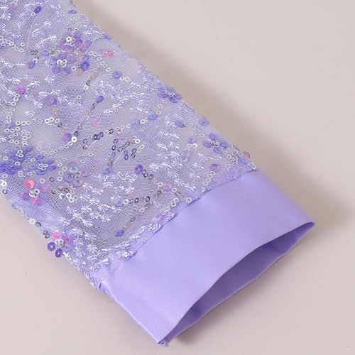 Hopscotch Girls Purple Full Sleeves Sequinned Floral Party Dress for Age (3-4 Years)
