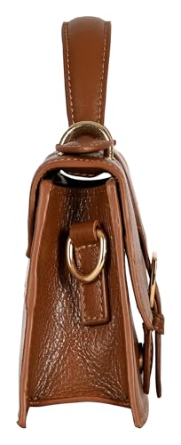 eske Eloise Genuine Leather Womens Satchel (Dark Tan)
