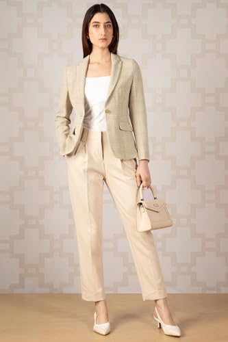 Women Beige Check Blazer