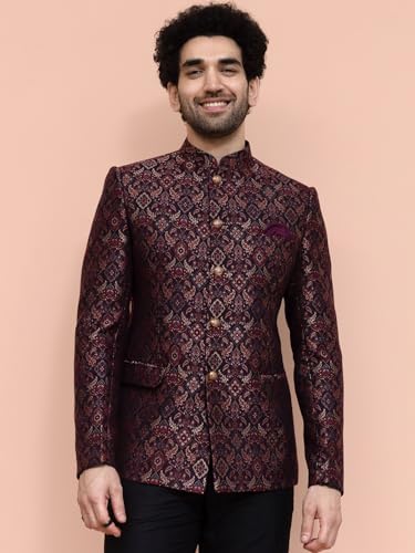 KISAH Men Maroon Ethnic Motifs Bandhgala, 38