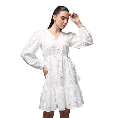 Kazo Regent Mini Dress with Belt (White_L)