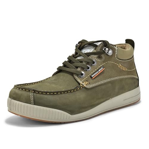 Woodland Men's Olive Green Leather Casual Shoes-9 UK (43EU) (GC 4267122)