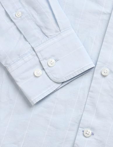 U.S.Polo Association Men's Vertical Striped Regular Fit Shirt (USSHT3360_Blue_46)