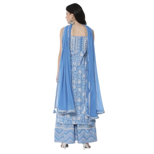 Biba Women's Cotton Kurta Set (SKDJPUD10736SS25BLU_Blue