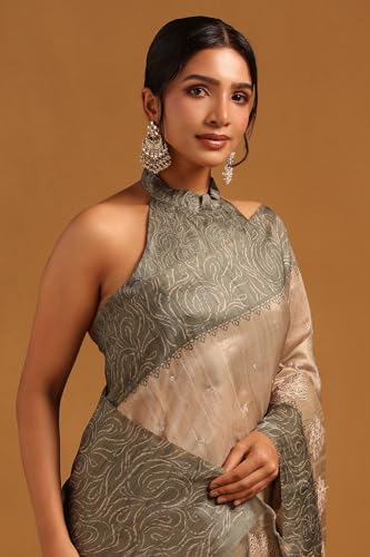 Soch Womens Green Tussar Embroidered Saree