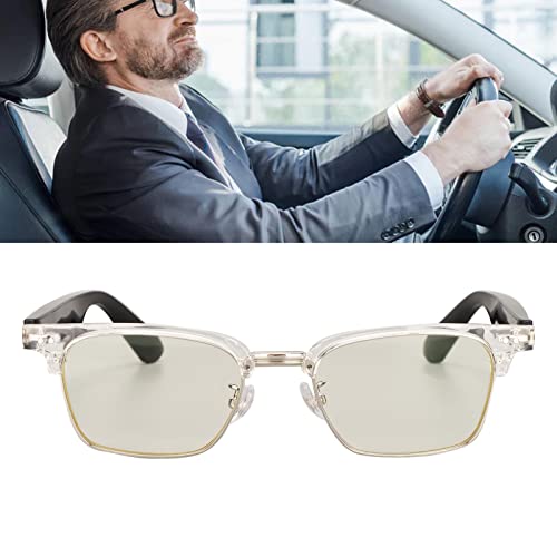 EXCLUZO Smart Glasses, Wireless Glasses HiFi Stereo Stylish Noise Cancellation IPX4 Waterproof Multifunction Prevents Blue Light for Meeting for Gaming