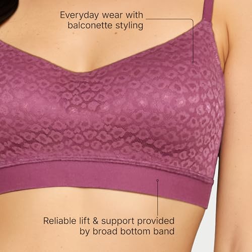 Enamor Lit Balconette Bra for Women Padded, Wire-Free, Medium Coverage, Lace Jacquard on Cups - SMB02 (Dusky Mauve)