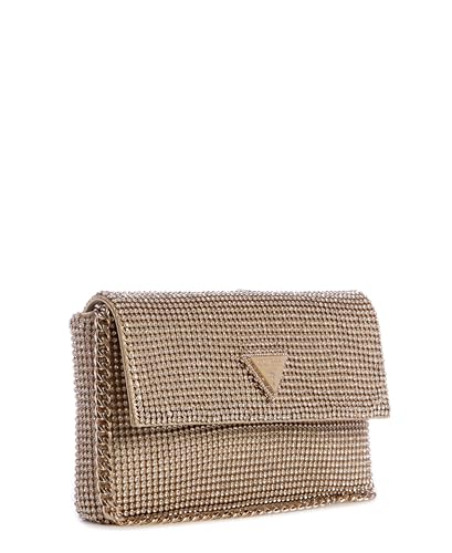 GUESS Gold Embellished Zalina Flap Clutch