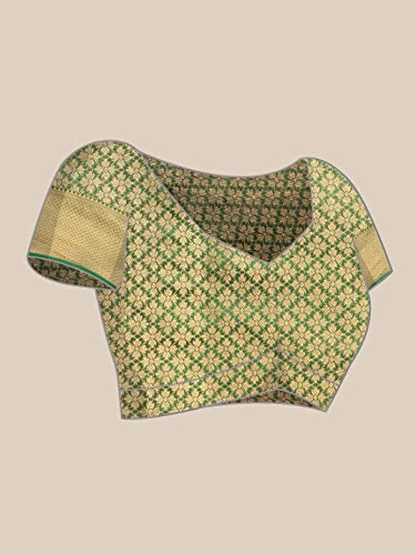 Panzora Women's Banarasi Silk Woven Zari Work Saree With Unstitched Blouse Piece