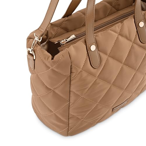 Fastrack Quilted Satchel Bag for Women | Spacious Main Compartment with Dual Handles & Detachable Sling Strap | Premium PU Leather Handbag for Office, College & Daily Use