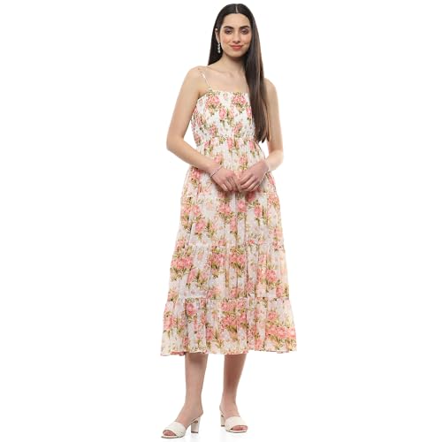 BIBA Women Printed Tired_Dress Mix and Match(Casual DRESSES2478_Off White_42)
