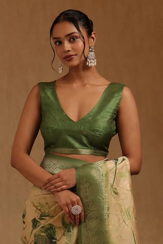 Soch Womens Green Dola Silk Floral Saree With Zari Woven