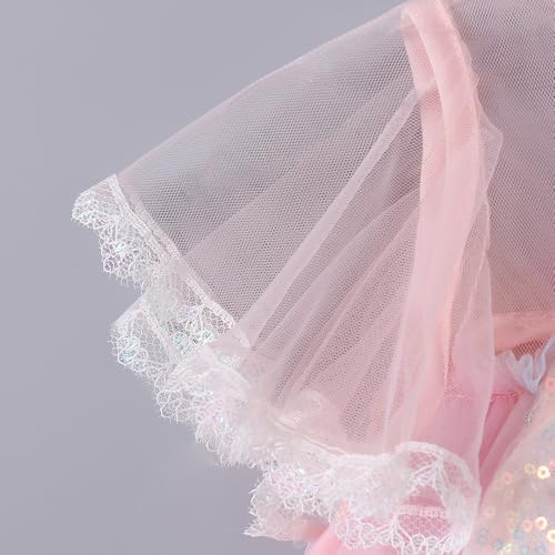 Hoscotch Girls Embellished Pink Short Sleeves Party Dresses for Ages (12-18 Months)