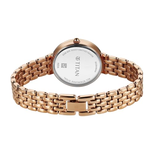 Titan Eminence Quartz Analog Pink Dial Rose Gold Strap Watch for Women
