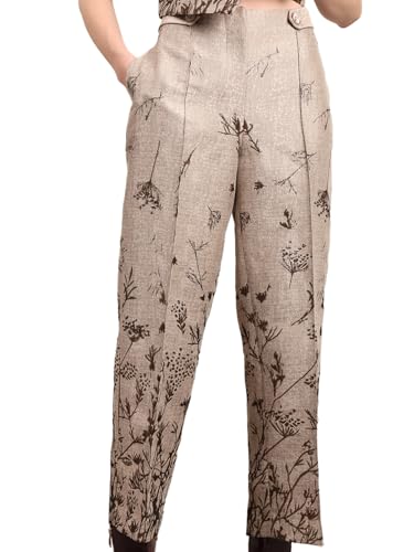 VERO MODA Women's Straight Fit High-Rise Beige Pants