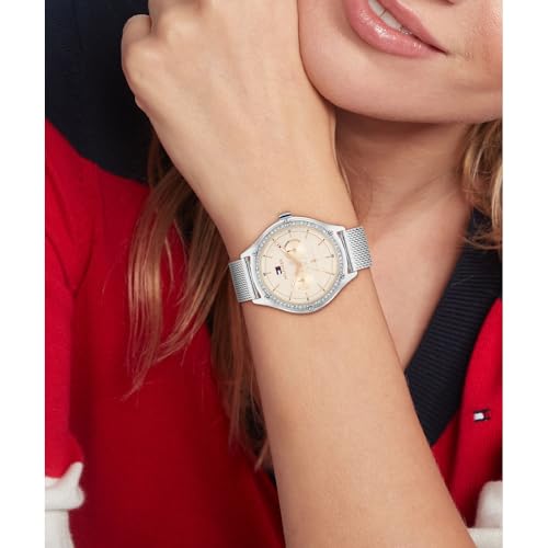 Tommy Hilfiger Multifunction Gold Dial Stainless Steel Strap Watch for Women