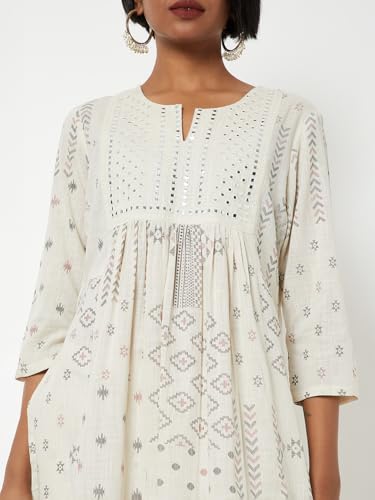 Max Women Printed Straight Kurta Set (White_XXL)