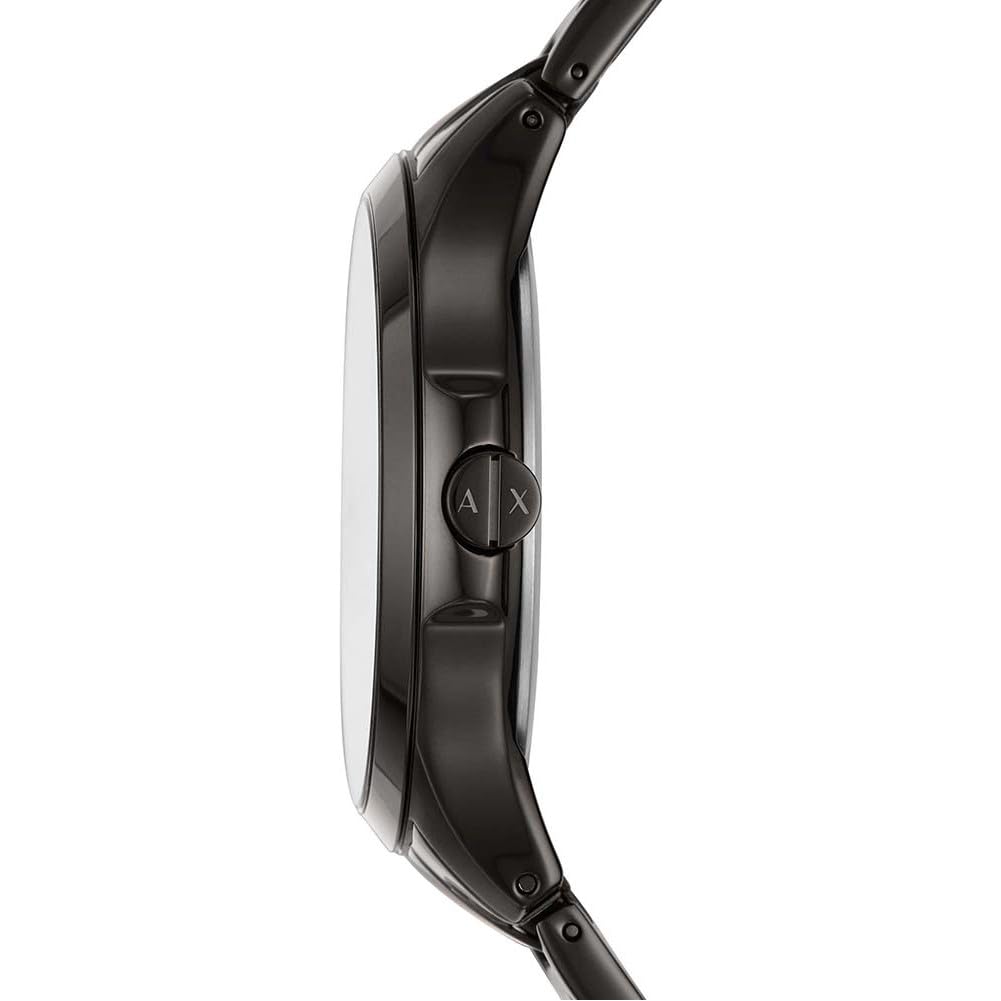 Armani Exchange Men's Three-Hand Date, Stainless Steel Analog Watch, 46Mm Case Size, Black, One Size, Bracelet, Band_Black