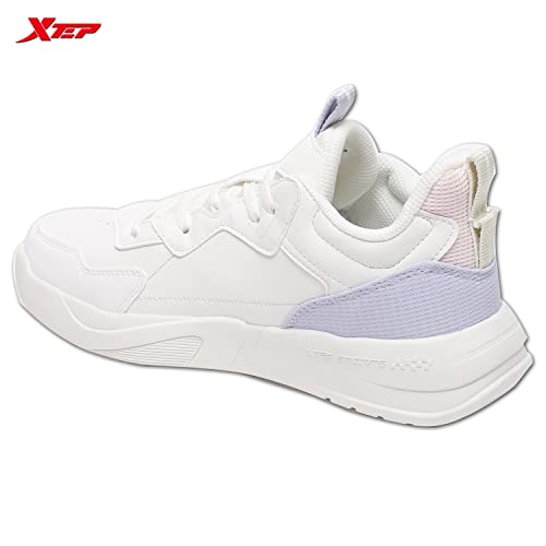 XTEP Women's White Blue Pink Synthetic Leather Multi Colour Skateboarding Shoes (2 UK)