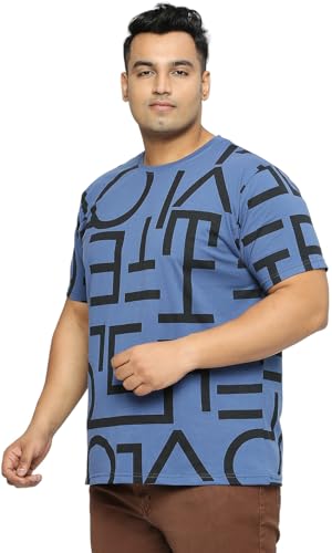 Mens Plus Size All Over Print T-Shirt Premium Cotton Blend Fabric Soft Comfortable Casual Elegant wear Stylish Fashion Apparel for Daily Use (Airforce,5XL)