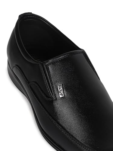 HIKBI Men's Leather Formal Slip-on | Slip-Resistant Office Wear Work Shoes_Black_9