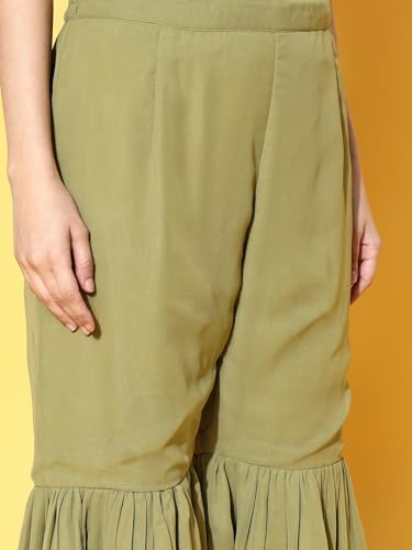 Libas Women's Georgette Kurta Set (34468_Olive