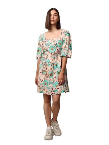 ONLY Women Floral Casual Beige Fit and Flare Dress
