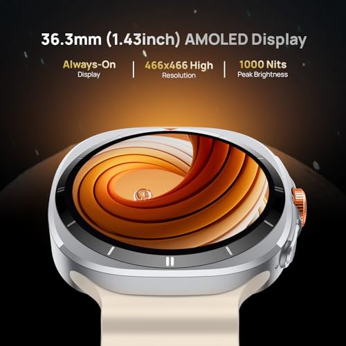 Fire-Boltt Axiom Round Smart Watch 1.43″ Super AMOLED Display with Always‑On Mode, Bluetooth Calling, Rotating Crown, SPO₂ & Heart Rate Monitor, IP67 Waterproof Silicone Smartwatch for Men - White