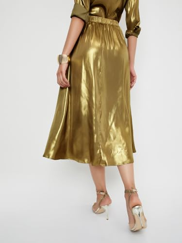 Women Shimmer A-line Skirt, Gold, XL