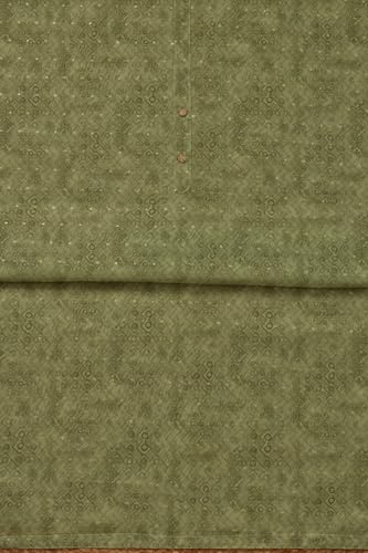 Soch Womens Olive Chanderi Ethnic Motifs Unstitched Dress Material With Zari Woven