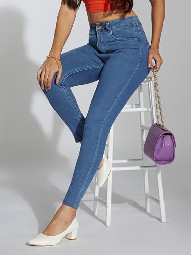 Miss Chase Women's Skinny High-Rise Cropped Denim Jeans (MCAW25DEN62-51-WXE-36, Huckleberry Blue, 36)