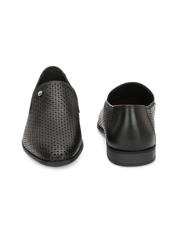 HITZ Men's Black Leather Formal Slip On Shoes - UK 7