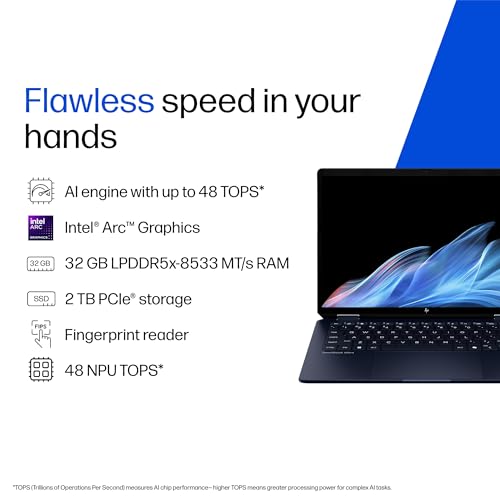 HP Omnibook Ultra Flip, Intel Core Ultra 9 288V (32GB LPDDR5x, 2TB SSD), 3K, OLED, 120 Hz, Micro -Edge, 14''/35.6cm, Win11, M365* Office24, Blue, 1.34kg, fh0369tu, 9MP IR AI Camera, Backlit Laptop