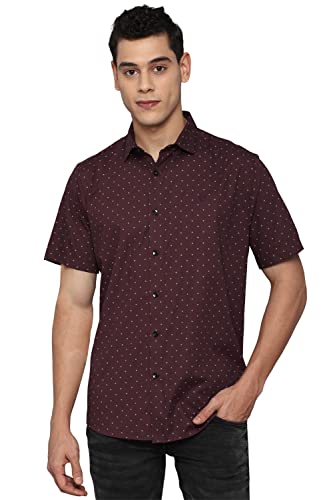 Allen Solly Men's Solid Regular Fit Shirt (ASSHQSPFZ66535_Maroon 42)