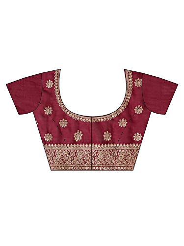 MOHEY Women's Machine ZARI Silk Sarees (SB14636-422_Wine)