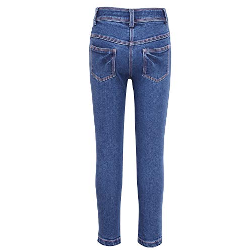 Cutecumber Girls Cotton Rich Denim Jeans – Pink Flamingo & Star Embroidery, Tapered Fit Stylish Casual Outfit for Baby Girls & Kids (Age 1–15 Years)