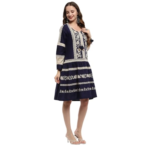 Indigo Cotton Tiered Dress