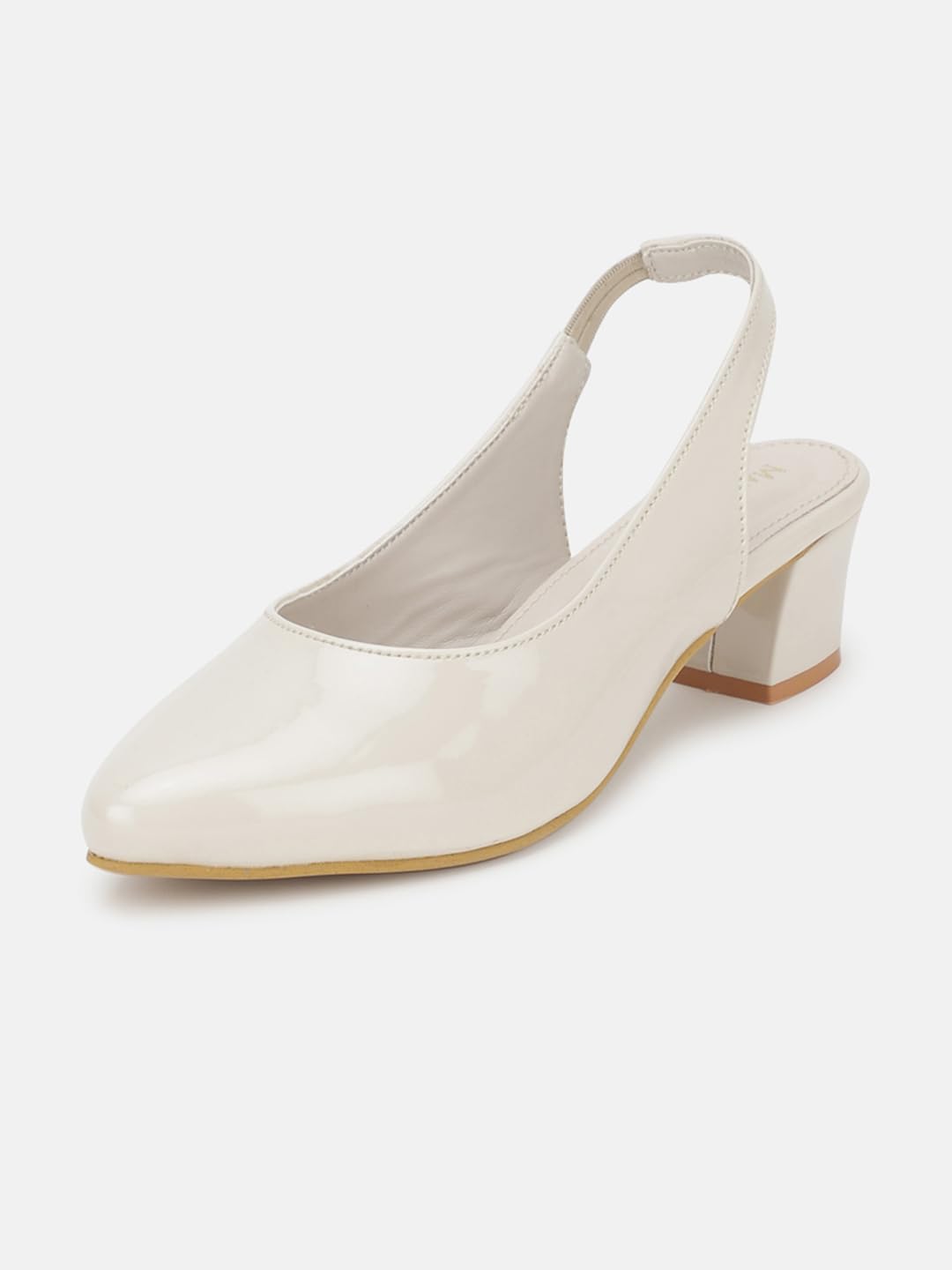 Marc Loire Pointed Toe Block Heel Fashion Sandal for Women (Cream, 6)