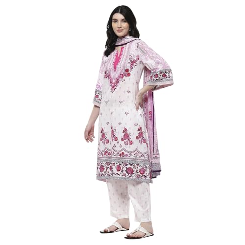 Biba Women's Cotton Kurta Set (SKD10890SS25PNK_Pink
