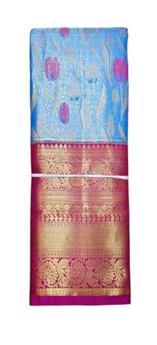 VFCollections Women's Kanchipuram Silk Pure Pattu Sarees With Blouse (VFC445-5)