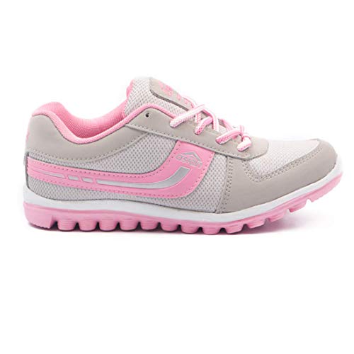ASIAN Women's Cute Sports Running Shoes,Walking, Gym Casual Sneaker Lace-Up Shoes for Girl's Light Grey and Pink - SaumyasStore