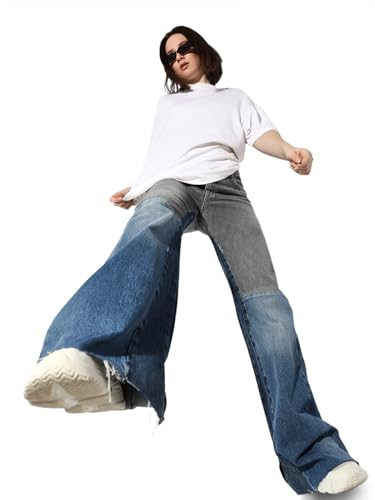 ONLY Women Wide Leg Mid-Rise Blue Jeans