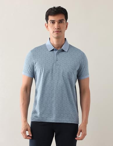 Arrow Men's Geometric Regular Fit Polo Shirt (ARAJTS3829_Grey