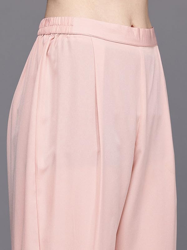 Ahalyaa Women's Polyester Kurta Set (AHKUPNDU-COMBO-1124_Pink