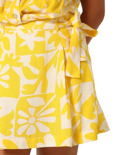 VERO MODA Girls Printed Mini Length Mid Rise Yellow Casual Shorts